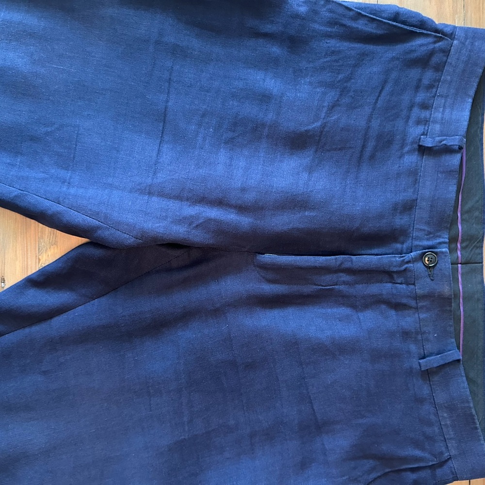 Ralph Lauren Purple Label Blue Linen Trousers